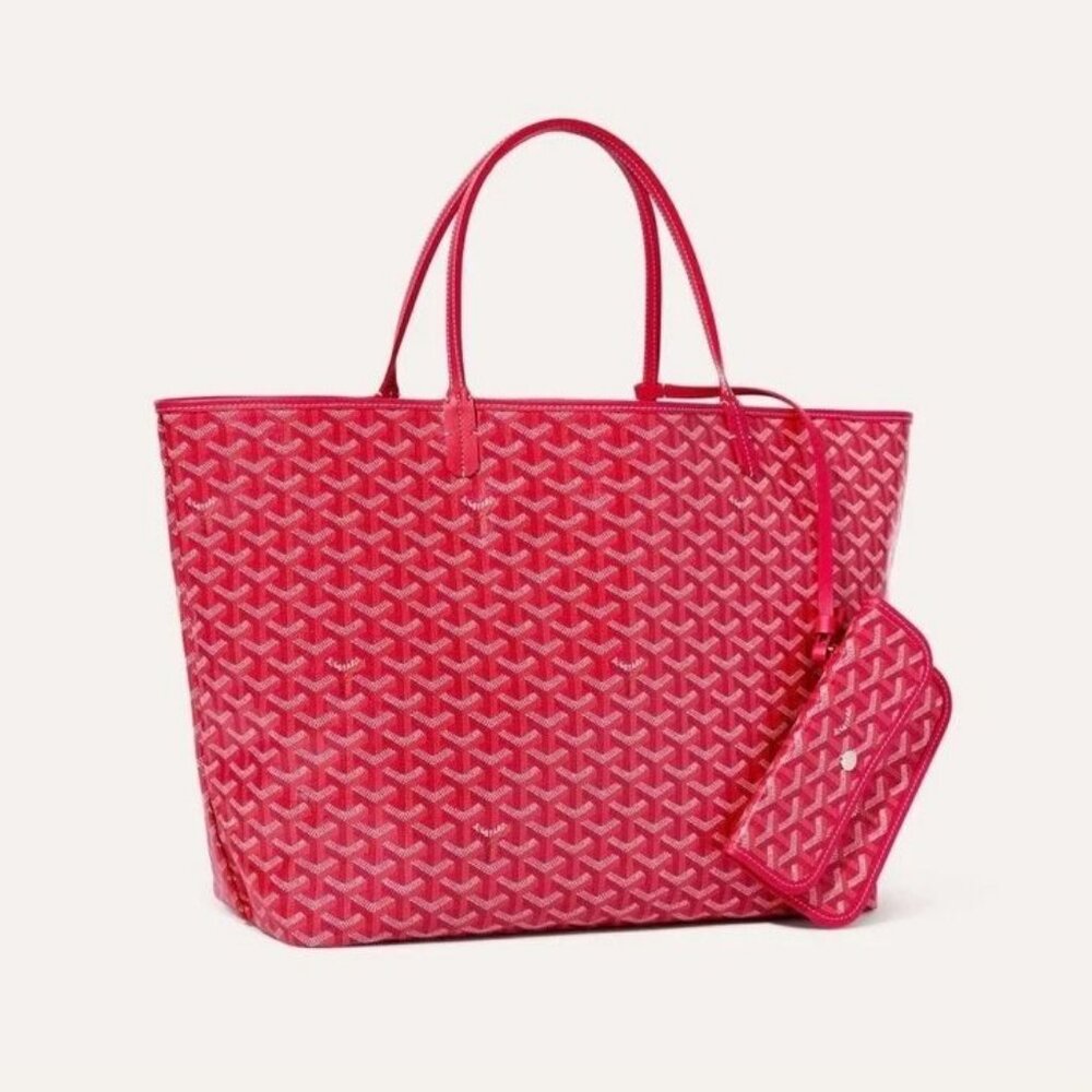 RARE Authentic Goyard Saint Louis PM FUCHSIA Le Jardin Floral Shoulder Tote Bag